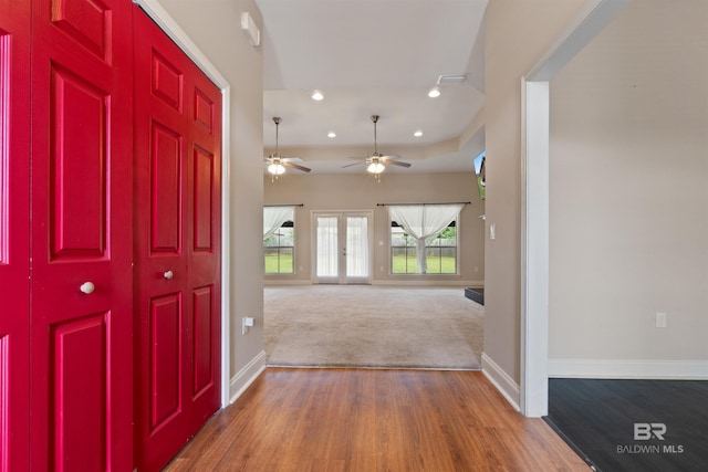 18971 Tralee Ct, Foley, AL 36535 - entrance foyer with wood finished floors, baseboards, recessed lighting, and a ceiling fan