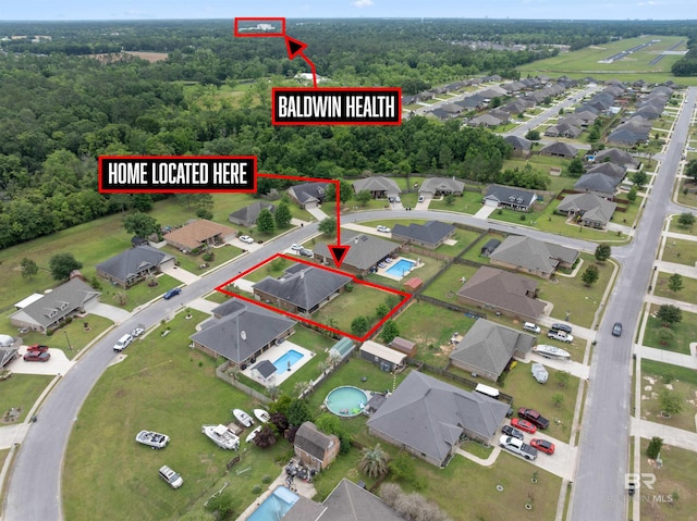 18971 Tralee Ct, Foley, AL 36535 - aerial view of residential area featuring property boundaries highlighted