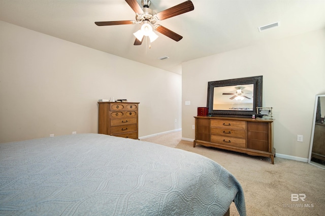 24189 Harvester Dr, Loxley, AL 36551 - bedroom featuring light colored carpet and a ceiling fan