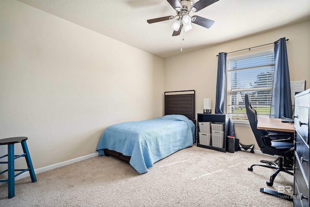 24189 Harvester Dr, Loxley, AL 36551 - bedroom with carpet, an office area, and a ceiling fan