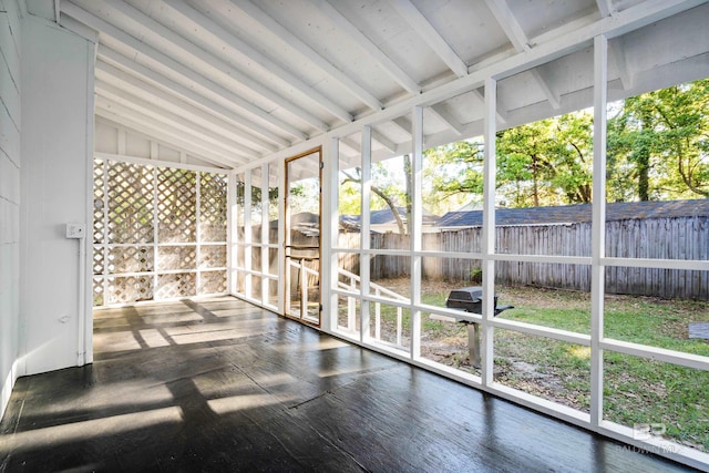 255 Pinehill Dr, Mobile, AL 36606 - unfurnished sunroom featuring vaulted ceiling and healthy amount of natural light