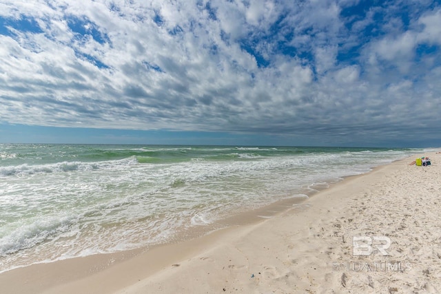 property view of water featuring a view of the beach