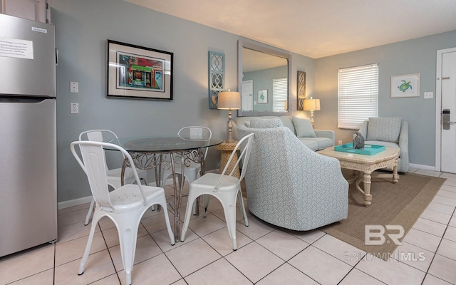 living room with light tile patterned floors