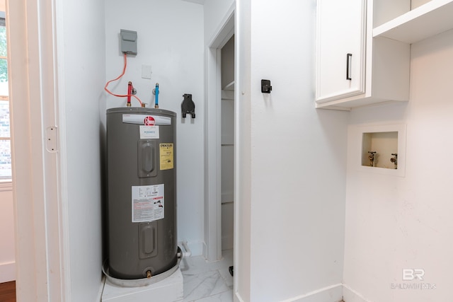 utility room with electric water heater