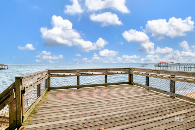 view of dock featuring a water view