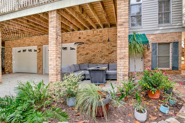 exterior space featuring a garage