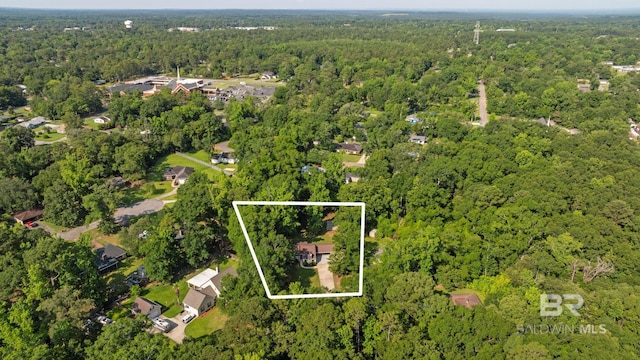 302 Norwood Ct, Bay Minette, AL 36507 - aerial view of property's location featuring a forest and property boundaries highlighted