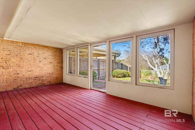 view of unfurnished sunroom