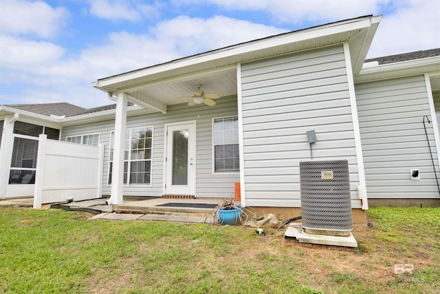 2651 S Juniper St Unit 1201, Foley, AL 36535 - rear view of house with ceiling fan, a lawn, cooling unit, and a patio area