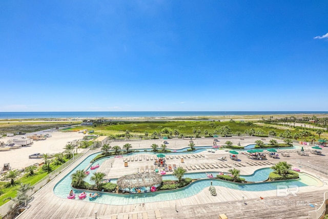 bird's eye view featuring a water view