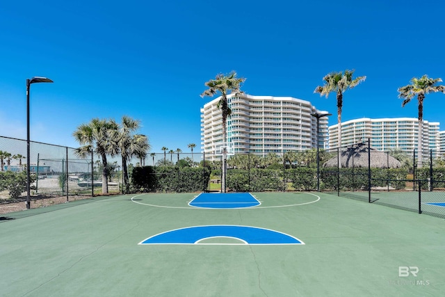 view of pool with a skylight