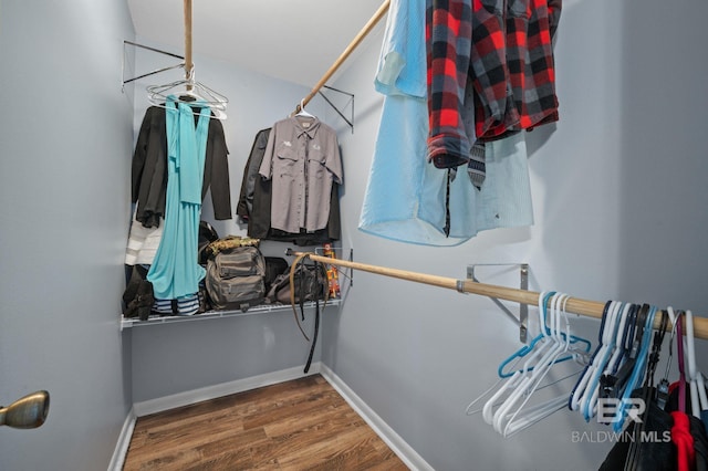 walk in closet featuring hardwood / wood-style floors