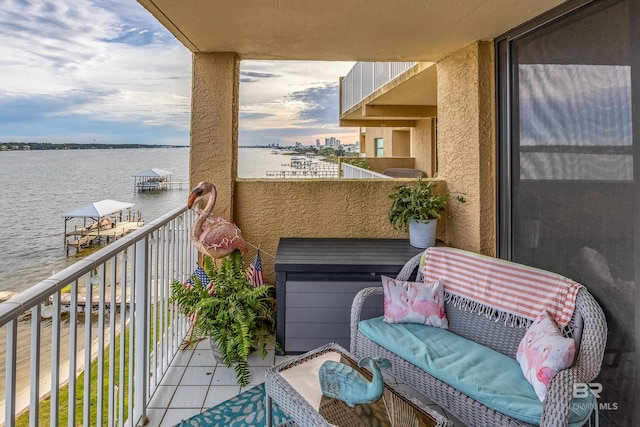 balcony with a water view