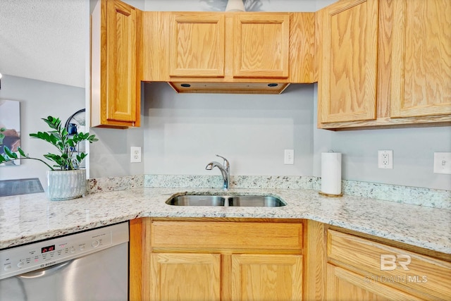 3677 Ashton Ct, Gulf Shores, AL 36542 - kitchen featuring stainless steel dishwasher, a sink, and light stone countertops