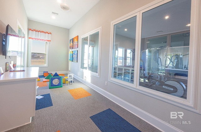 game room with carpet floors