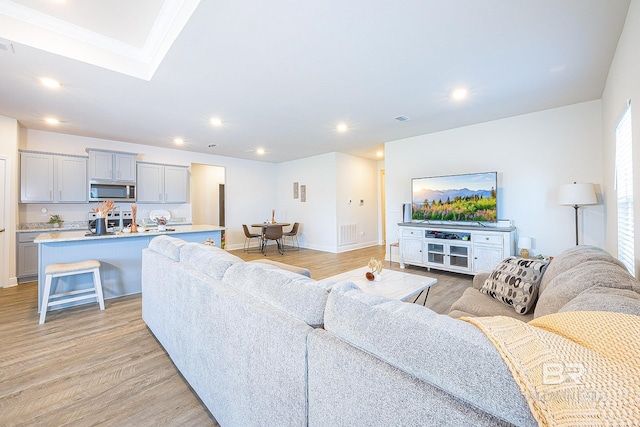 living room featuring light hardwood / wood-style flooring