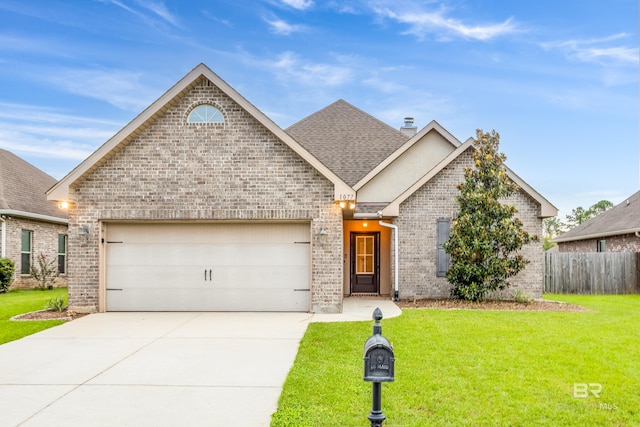 1077 Crown Walk Dr, Foley, AL 36535 - view of front of house with brick siding, a front yard, concrete driveway, and an attached garage