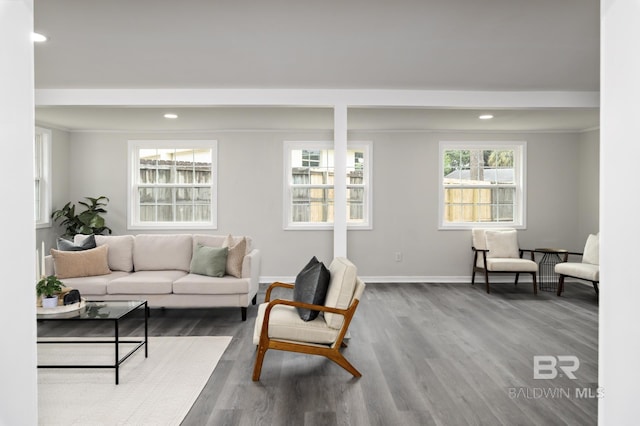 5922 Sunnyside Dr, Mobile, AL 36619 - living room with wood finished floors, recessed lighting, and baseboards