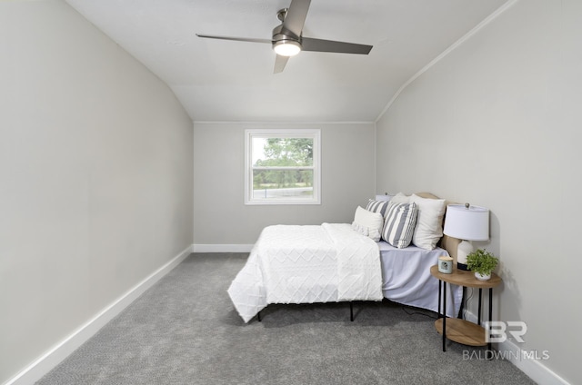 5922 Sunnyside Dr, Mobile, AL 36619 - bedroom with lofted ceiling, carpet flooring, ceiling fan, and baseboards