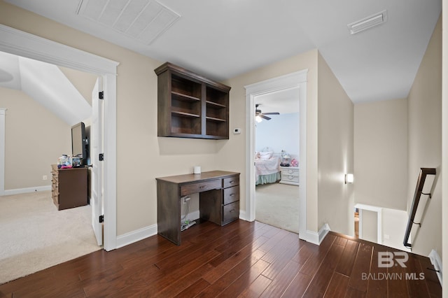32035 Bobwhite Rd, Spanish Fort, AL 36527 - hall featuring dark wood finished floors, baseboards, and an upstairs landing