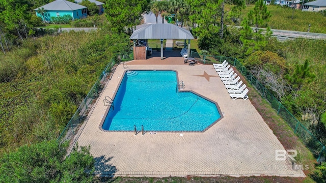 view of pool with a gazebo and a patio area