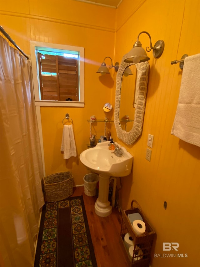 bathroom featuring hardwood / wood-style floors