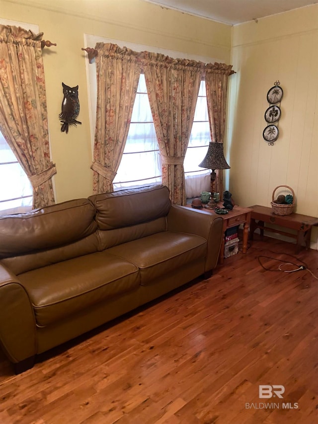 living room with wood-type flooring