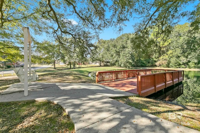 view of property's community with a wooden deck