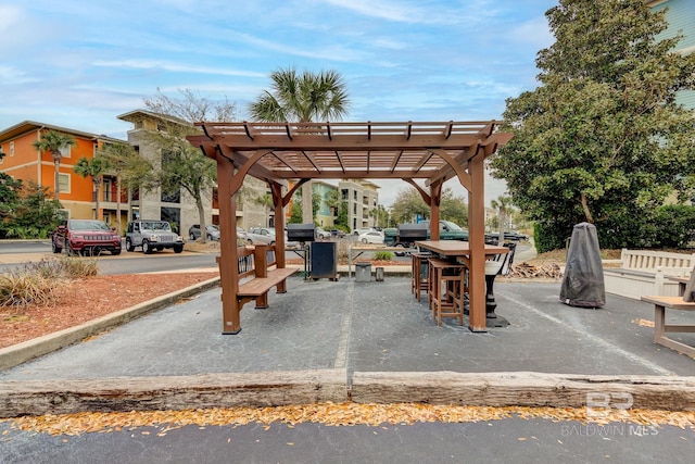 view of community with a pergola