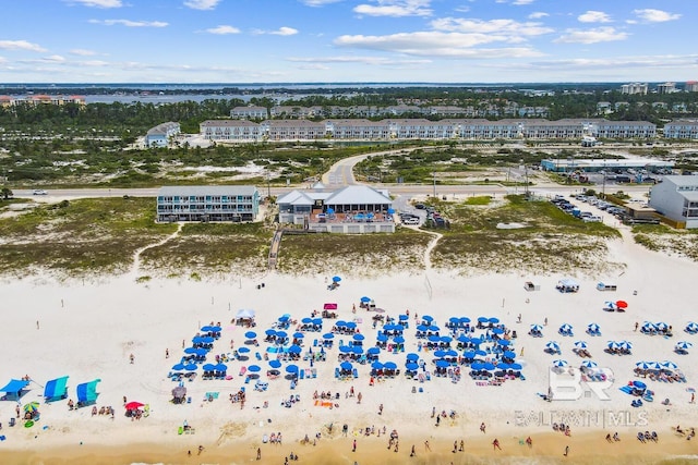 aerial view featuring a view of the beach