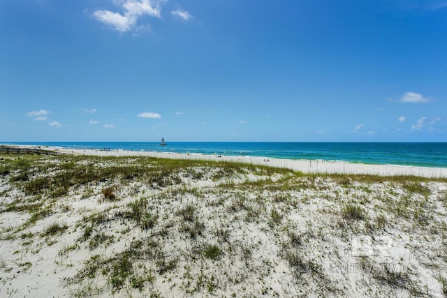 property view of water with a beach view