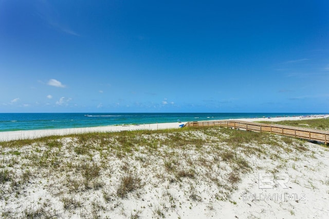 property view of water featuring a view of the beach