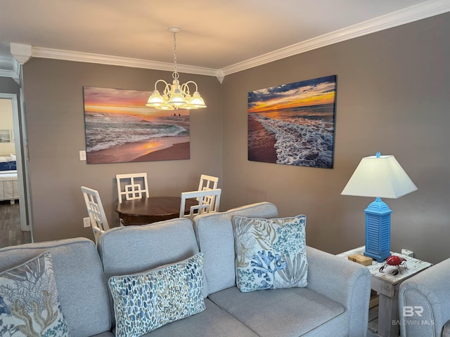 1117 W Lagoon Ave Unit 9, Gulf Shores, AL 36542 - living area with a chandelier and crown molding