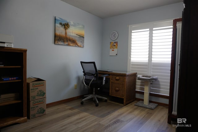 office featuring light wood-type flooring