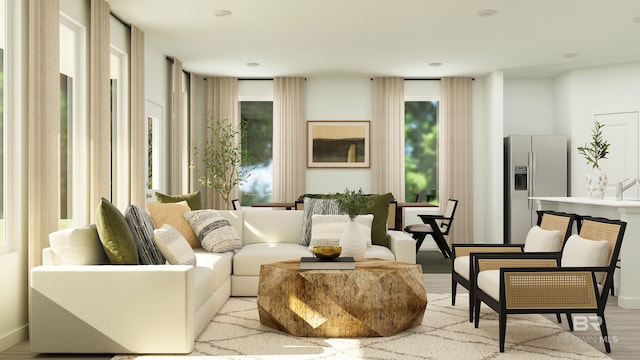sitting room with wood finished floors