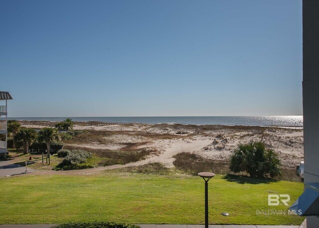 property view of water featuring a view of the beach