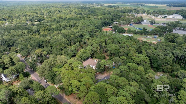 bird's eye view featuring a forest view