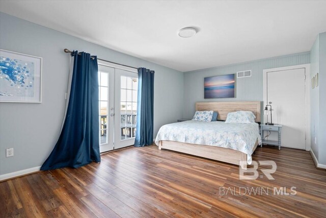 108 Ponchartrain Ct, Dauphin Island, AL 36528 - bedroom featuring wood finished floors, access to outside, and french doors