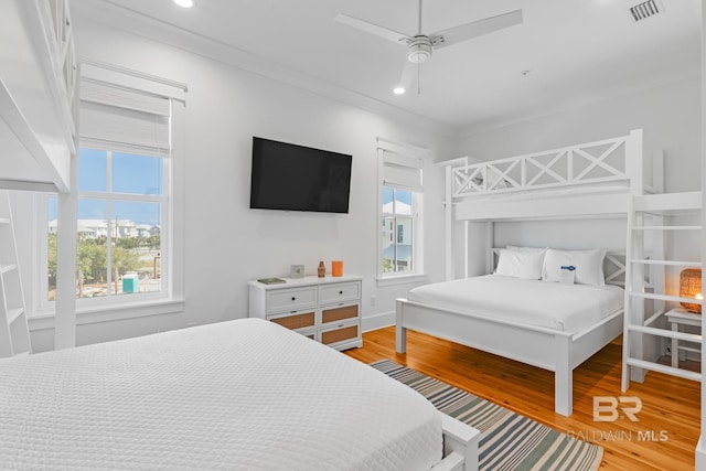 2457 Saltgrass Way Unit 8, Orange Beach, AL 36561 - bedroom with light wood-style flooring, ceiling fan, visible vents, and recessed lighting