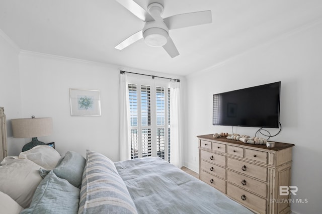 24900 Perdido Beach Blvd Unit 1001, Orange Beach, AL 36561 - bedroom featuring ceiling fan and ornamental molding
