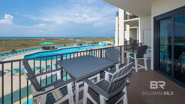 community pool with a water view