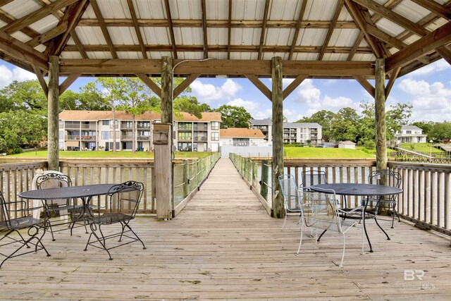 210 S Mobile St Unit 16, Fairhope, AL 36532 - dock with a gazebo, outdoor dining area, a residential view, and a deck with water view