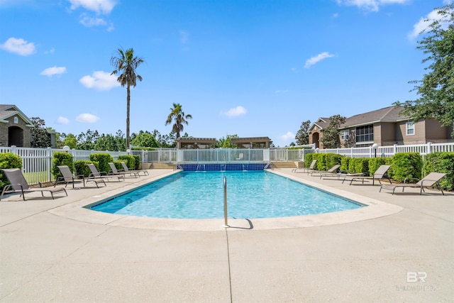 view of swimming pool with a patio area