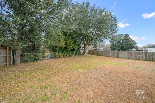 view of yard featuring a fenced backyard