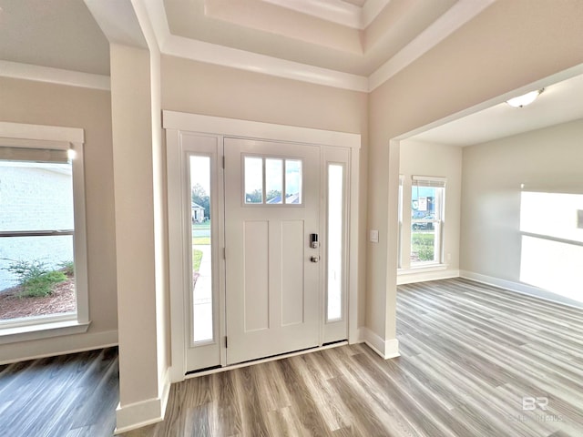 foyer featuring hardwood / wood-style floors