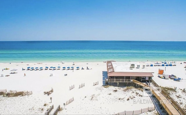 property view of water with a beach view