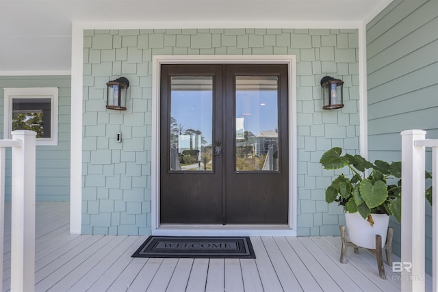 entrance to property with french doors