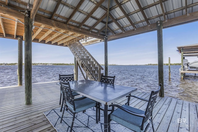dock area featuring a water view