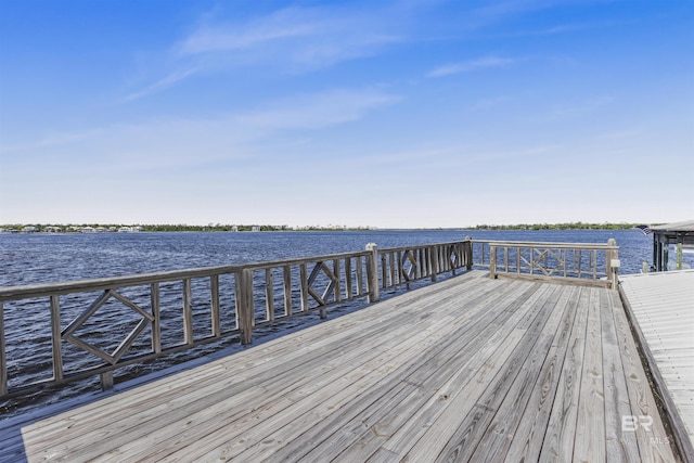view of dock featuring a water view