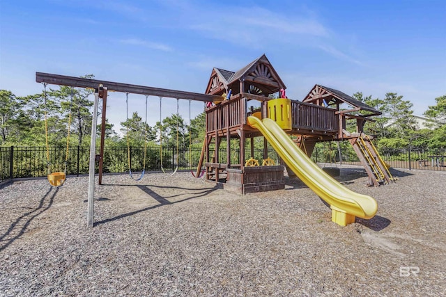 community play area featuring fence